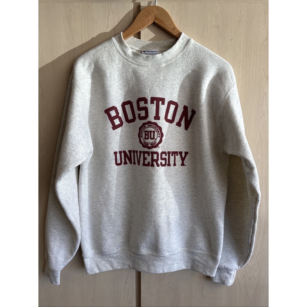 Vintage Y2K Champion Authentic Boston University Sweatshirt Gray Men's Medium
